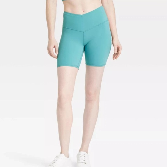 JoyLab Women's V-Waistband High Rise Bike Shorts 6” NWT Teal Multiple Sizes - Picture 1 of 5